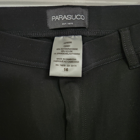 Parasuco • Black Rayon Straight Leg Pants, size 16, NEW - Picture 4 of 4
